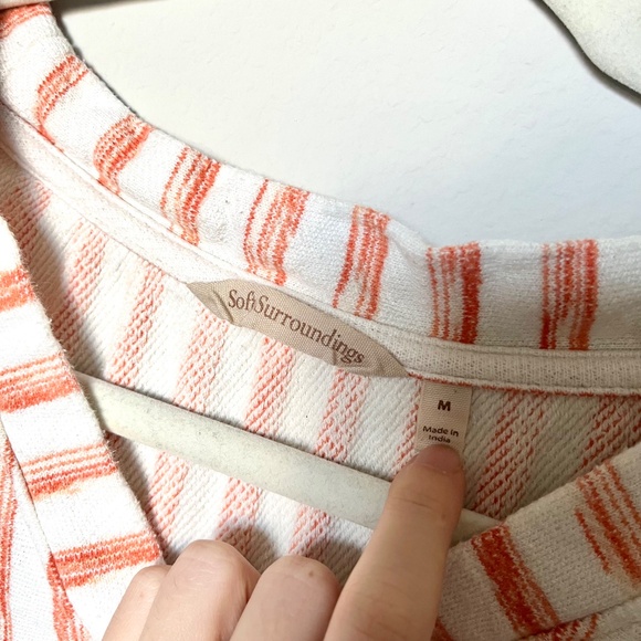 Soft Surroundings Briza Stripe Knit Tunic Cotton-blend Terry with Pockets Size M - Picture 5 of 8